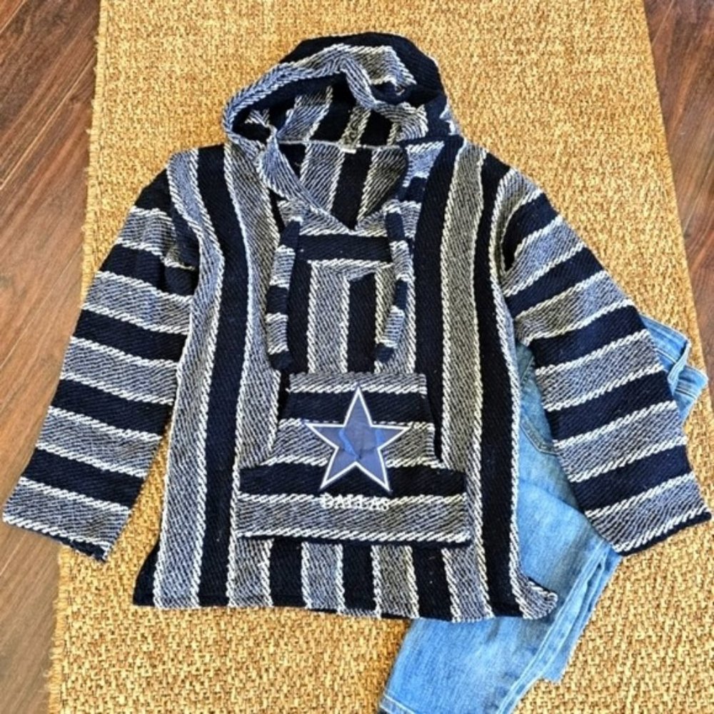 Dallas Cowboys Poncho Size Small Unisex Women's Men's Hoodie Black Grey Football
